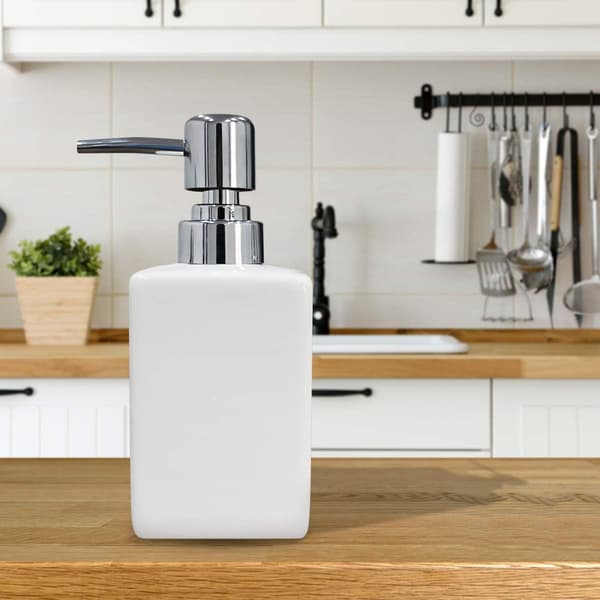 Soap Dispensers, 320ML Square Soap & Lotion Pump for Kitchen/Bathroom/Laundry Room, Refillable Shampoo, Hand Soap, Dish Soap (White)