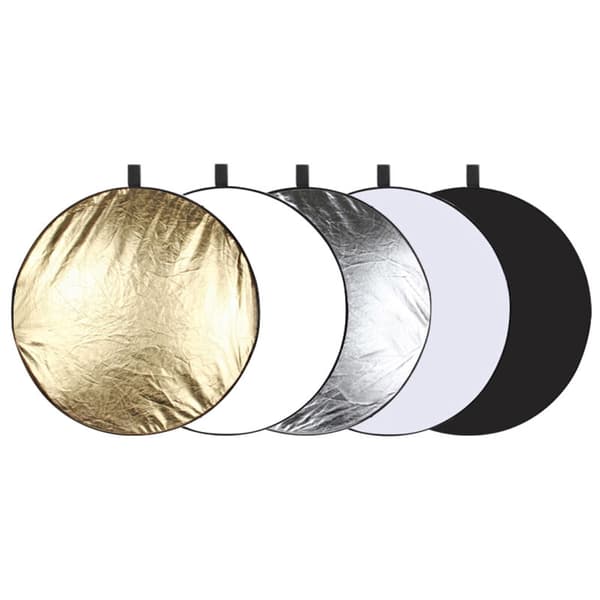 Photo Reflector 110 cm or / Silver / White / Black / Light 5 in 1 Foldable Portable Photo Reflector