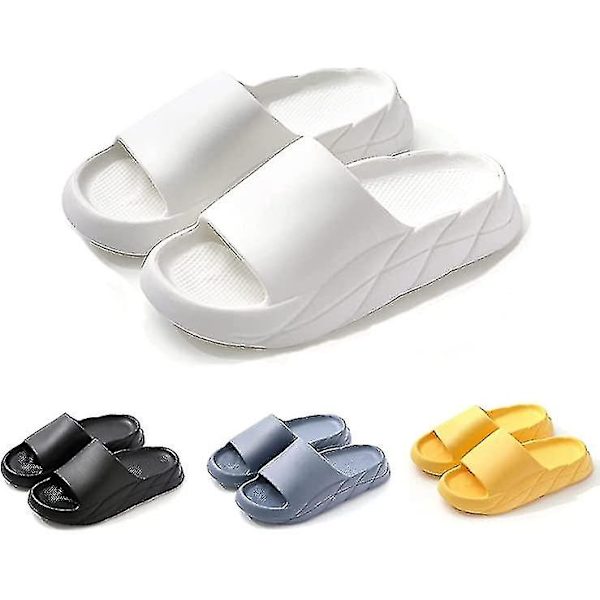 Pudeslippers til Kvinder og Mænd Cloud Slippers Skridsikre Hurtigtørrende Badeslippers, Åben Tå Bløde Tykke Slippers Hvide 12