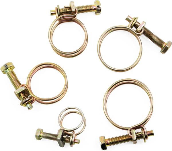 50 pcs. Adjustable Double Wire Hose Clamps 5 Sizes Steel Wire T