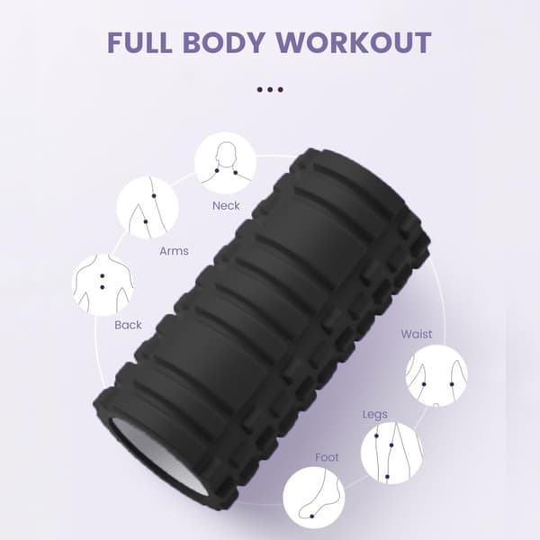 Massagerulle, Foam Roller til Muskelterapi og Massage, Fitness Foam Roller, Foam Roller til Smertelindring og Træning, 33x14cm, sort