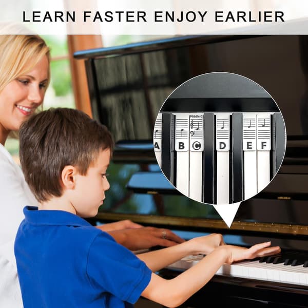 Piano Key Overlay Piano Note Guide 88 Keys Removable For Beginners