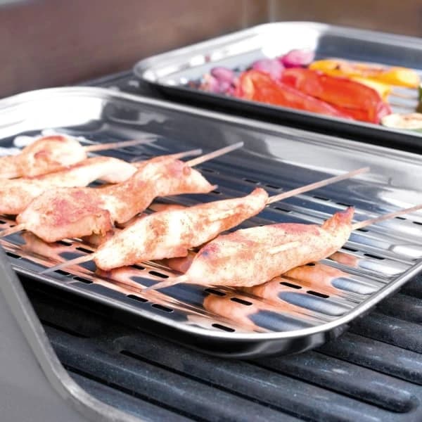 Grillbrett, grillpanne, rustfritt stål, ca. 35 x 25,5 cm