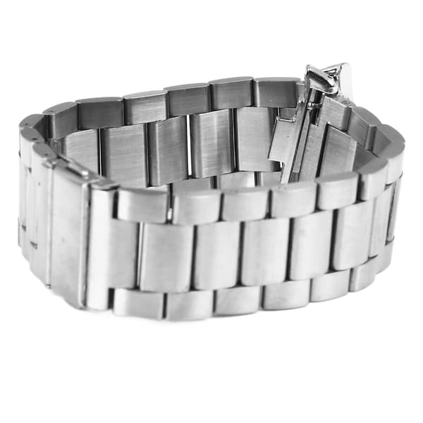 Smartwatch band with double snap clasp 3 beads stainless steel replacement strap for Mi Band 8 Pro Silver