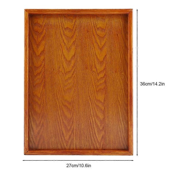 Wooden Tray Rectangular Serving Tray Table Plate Snacks Food Storage Dish for Hotel and Home (36*27cm)