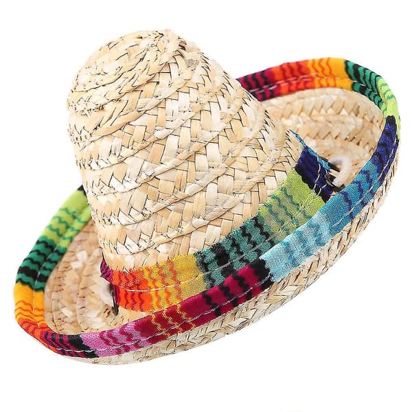 Small Pet/Puppy/Cat Mini Straw Sombrero Party Hat with Adjustable Cotton Rope