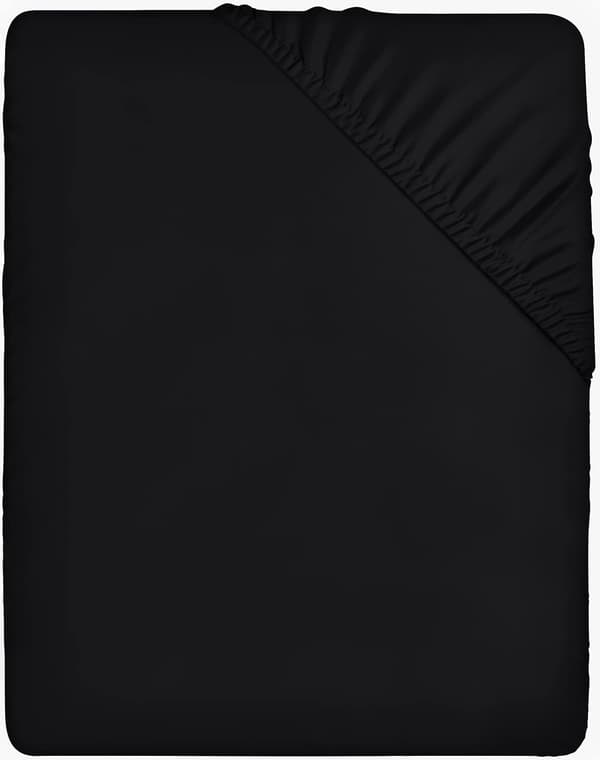 Sengelinned - Fitted Sheet - Sort, 140 x 200 cm - 35 cm Dyb Lomme til Tyk Madras - Børstet Mikrofiber Polyester