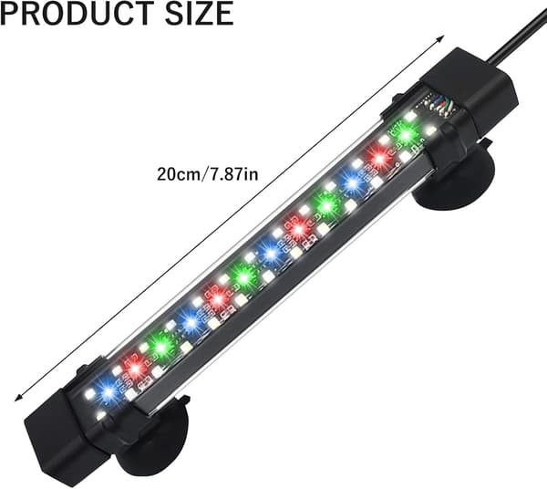 Aquarium Lighting - 20 cm - 8 W - With Remote Control - LED Aquarium Lamp - IP68 Waterproof - 7 Colors - Adjustable Timer [Energy Class A]