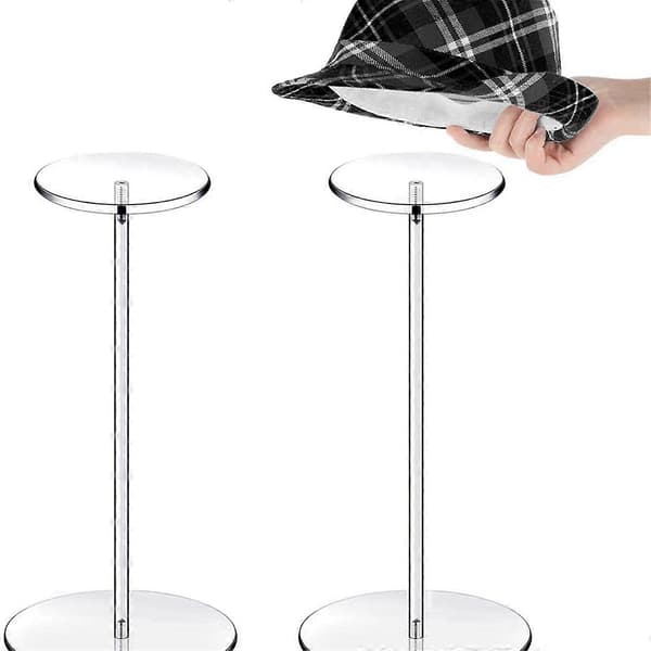 4 Set Acrylic Hat Stand Clear Pedestal Display Stand Baseball Hat Rack Round Acrylic Risers for Display Hat