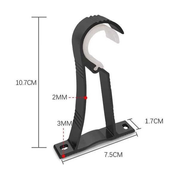 Sæt med 4 robuste sorte metalbeslag til gardinstænger, 26 mm brede, til gardinstænger fra 26 mm til 32 mm