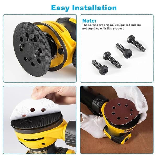4 stk. metalslibeplade til orbitalsliber, robust, 5 tommer, 8 huller, velcro-slibeplade til DWE6421 [DB] som vist As Shown