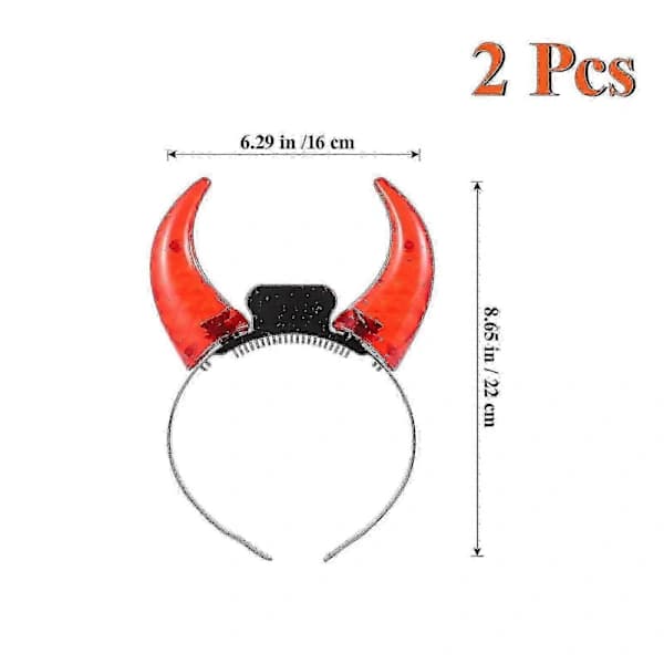 2 Pcs LED Devil Horn Headband Lights Up, Red Halloween Party Costume Accessories - DSW
