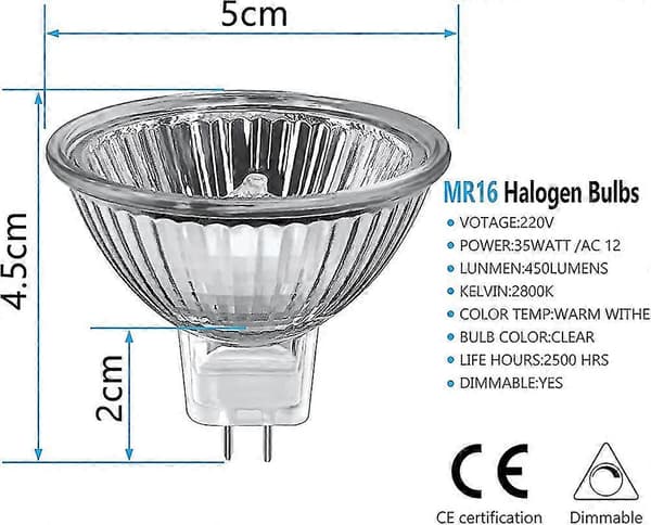 New Product, Mr16 Halogen Bulbs 35w Dimmable, Lmell 12v Gu5.3 Halogen Spotlights 2-Pin Base Gift [DB]