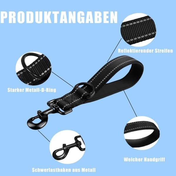 30 cm kort hundesnor med metalklemme og blød, reflekterende nylonpolstring, velegnet til hunde