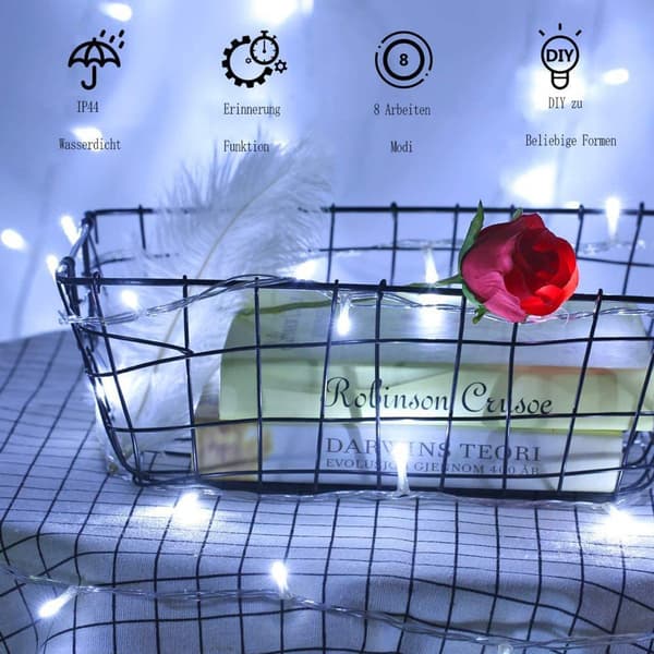 PhilzOps Utendørs Julelys 20 m 200 LED Innendørs Fe-lys med Støpsel KLB