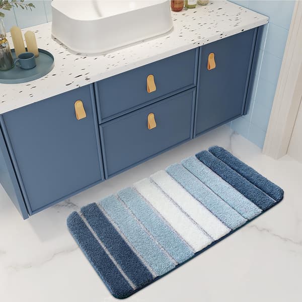 Non-slip Bathroom Mat 50 x 80 cm, Extra Soft, Machine Washable, Water Absorbent, Blue