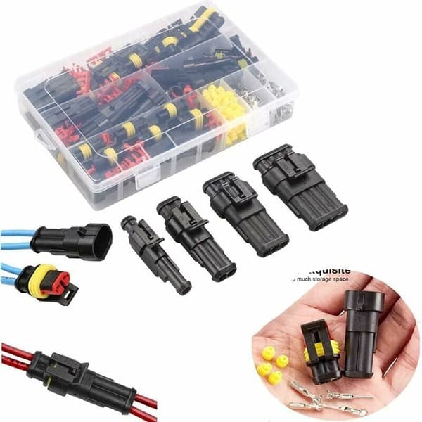 352 Pieces Waterproof Connector, Waterproof Electrical Connector Male and Female Plug, 1/2/3/4 Pin Electrical Cable Connector, Suitable for Motorcycle