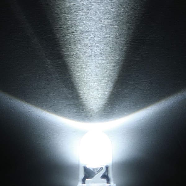 200 stk 5 mm hvide LED-dioder, runde, transparente, 3-3,4 V, 20 mA, superlyse lysdioder