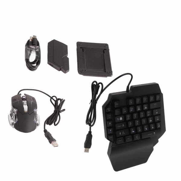 Portable Mini Gaming Keyboard Mouse USB RGB Wrist Rest Half Hand 35 Keys Keyboard Mouse with Converter for Android for IOS