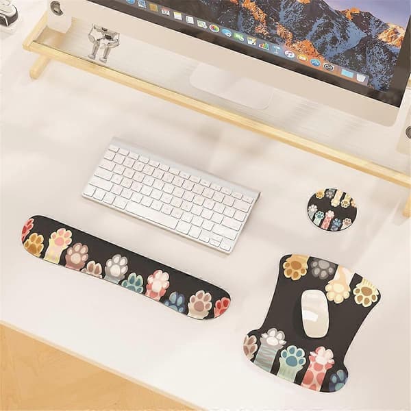3-in-1 Mouse Pad Set with Keyboard Wrist Rest, Memory Foam Keyboard Set Mouse Pad with Wrist Rest [DB] As Shown As Shown