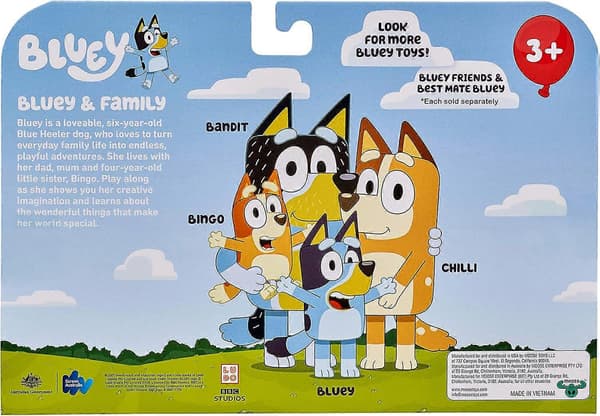 Bluey og venner 2,5-3 tommer actionfigur 4-pak (FMY)