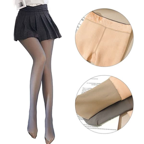 Opake vintertermo-tights med høy midje, fleece, grå - connecting KLB