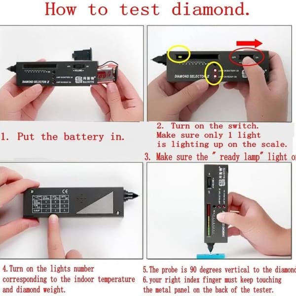 Bærbar elektronisk diamanttestpen til diamant, rubin, krystal, agat, jade