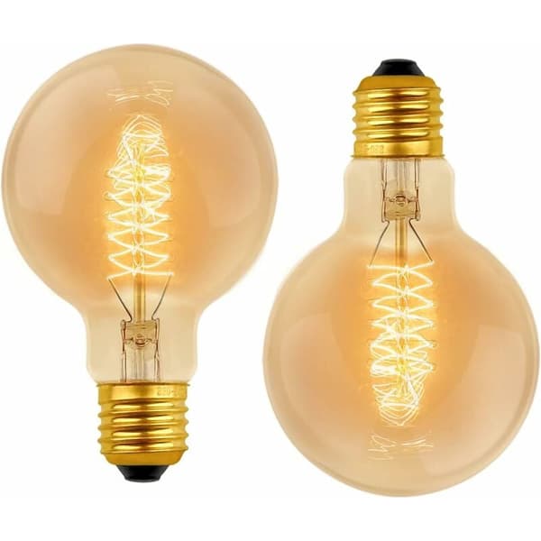 Vintage G80 E27 Dimmable 40W Warm White 2700K Light Bulb, AC 220V, Spiral Tungsten Filament Decorative Lamp, 2-pack