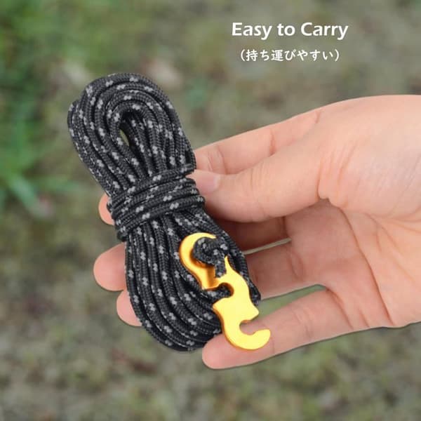 Reflekterende teltline 4m nylonline 3mm diameter campingline med strammer (Sort (Φ3mm) - 4 stk.)
