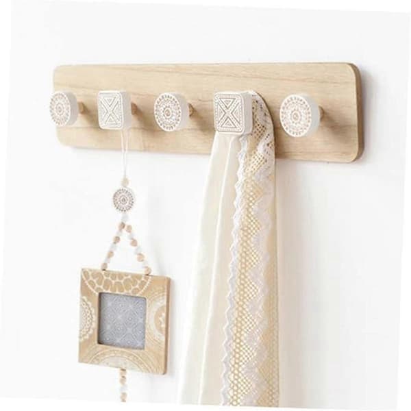 Wall Mounted Coat Rack, Coat Hanger for Hallway, Wooden Coat Rack with 5 Hooks for Jacket, Scarf, Bag, Towel