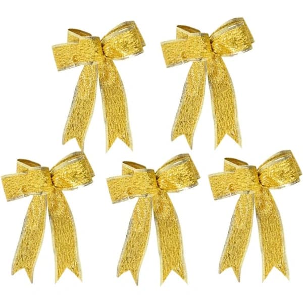 12 st Julband Rosett Glitter Julrosett Guld