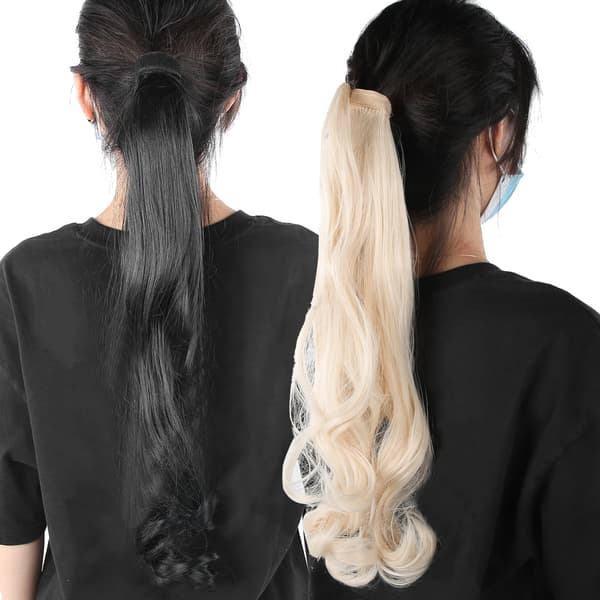 2 Pcs Ponytail Wig Extensions with Velcro, Curly Ponytail Wig for Women