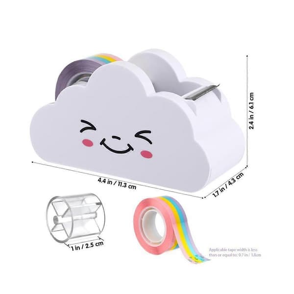 Rainbow Tape Holder with Cloud Shape for Students, Desktop Tape Cutter, Cute Packaging Tape Dispenser
