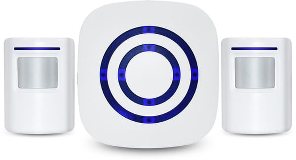 Wireless Motion Sensor Doorbell Entry Alert with 2 Transmitters and 1 Receiver for Stores and Homes Waterproof White C C
