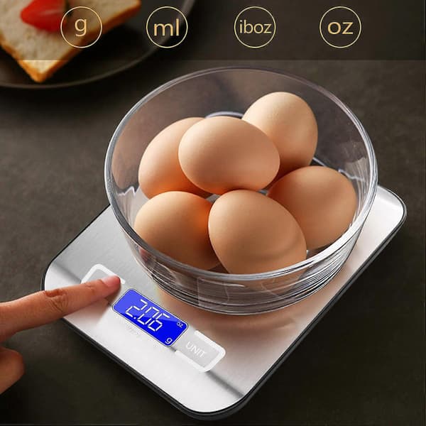 Digital Kitchen Scale, 5kg Food Scale, Stainless Steel Cooking Scale with USB Rechargeable