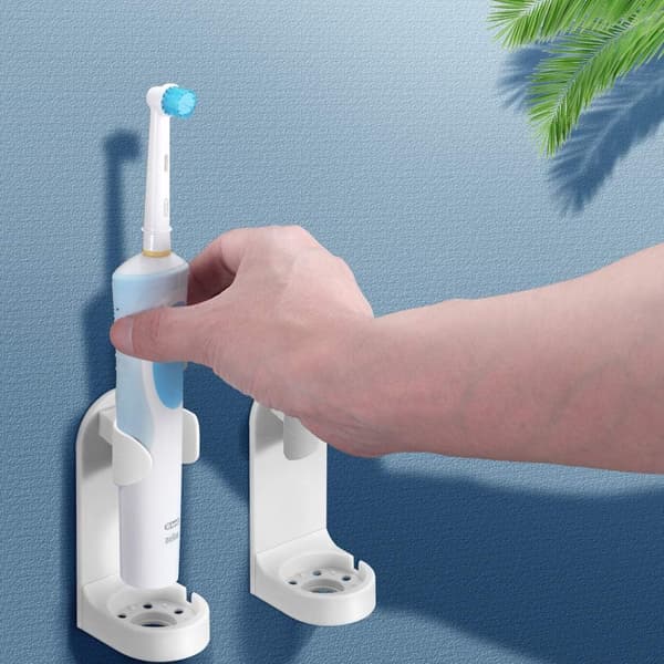 Electric Toothbrush Holder, Multifunctional Self-Adhesive Wall-Mounted Plastic Toothpaste Organizer, 4-Piece Holder for Bathroom and Kitchen