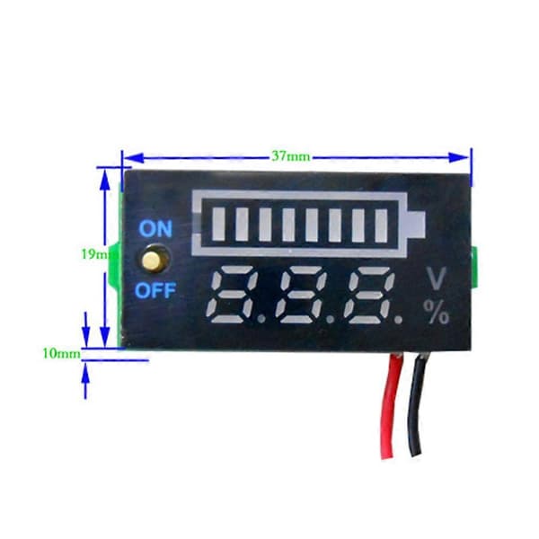 12V Voltmeter Spændingsmåler Blybatteri Kapacitetsindikator med Afbryder
