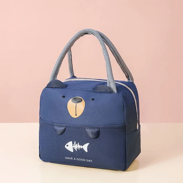 Kjølebag, lunsjbag, piknikbag, termobag, vanntett lunsjbag for kvinner, voksne, studenter og barn, marineblå
