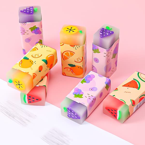 6 Pieces Fruit Erasers, Cute Soft Erasers Colorful Erasers, Kawaii