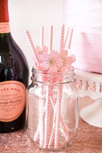 Biodegradable Paper Straws, 100 Pink Straws / Gold Straws for Party
