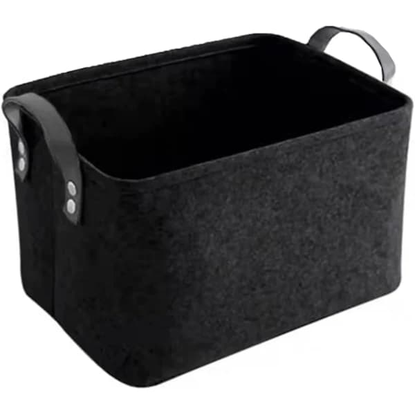 Black Basket, Black Storage Box, Felt Storage Bins, Storage Baskets, Felt Storage Basket, Foldable Open Storage Bins