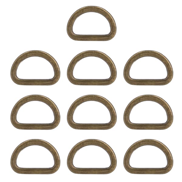 10 stk D-ringe pålidelige, holdbare, skinnende, komfortable, små, kompakte, dekorative taskespænder til gør-det-selv-håndværk, bronze