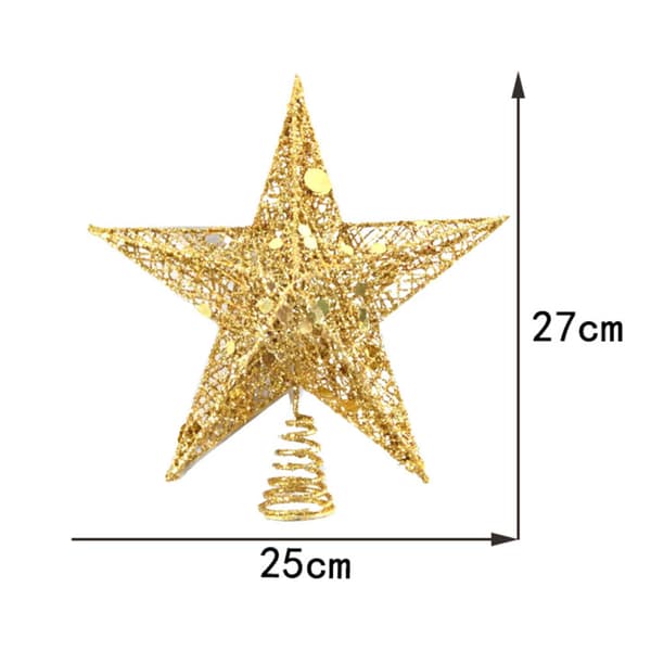 Juletræsstjerne, 25 cm (guld) glitrende juletræsdekorationer