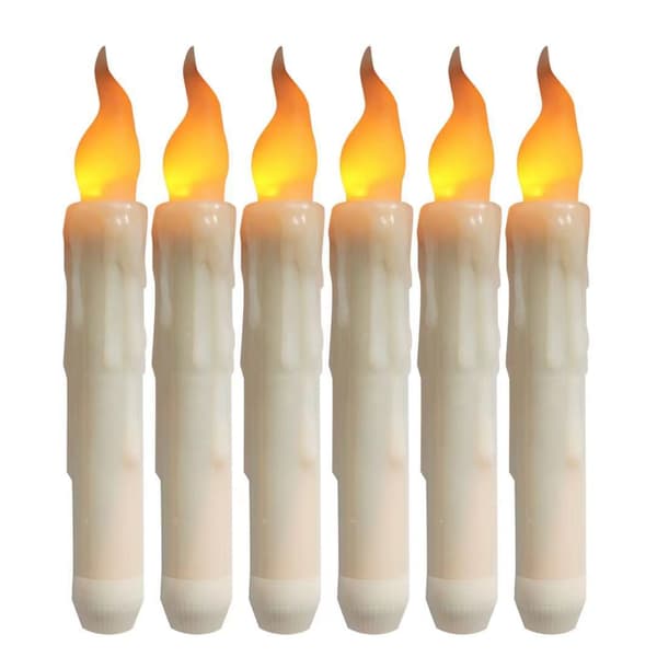Remote Control LED Candles, 6-Pack Ivory Battery Operated Flameless Taper Candles with Timer [JUN]