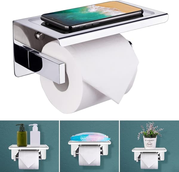WC-paperiteline hyllyllä, itseliimautuva - Kromi