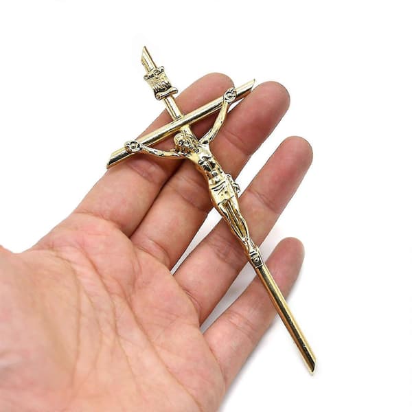 Crucifix Wall Cross 12 cm Catholic Gold Handheld Alloy Cross For Prayer