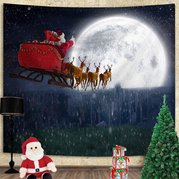 Jultapet Väggdekor, Jultomten och Älg Gobeläng Estetisk Gobeläng Väggdekor för sovrum, vardagsrum, 60 X 50 tum (älg)