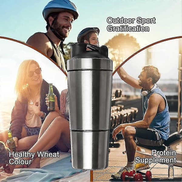 700 ml + 200 ml Rustfritt Stål Proteinshaker med Vispekule Holdbar Bevegelse (FMY)