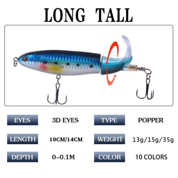 5 STK-15G-A--Whopper Plopper Minnow Hårt Drag Sett, Spinnende Hale Kunstige Agn, Materiale[DB]