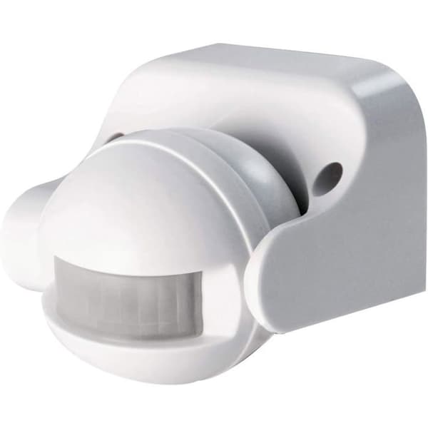 Outdoor motion detector with lighting; 12-meter detection range and 180° detection angle in open area.